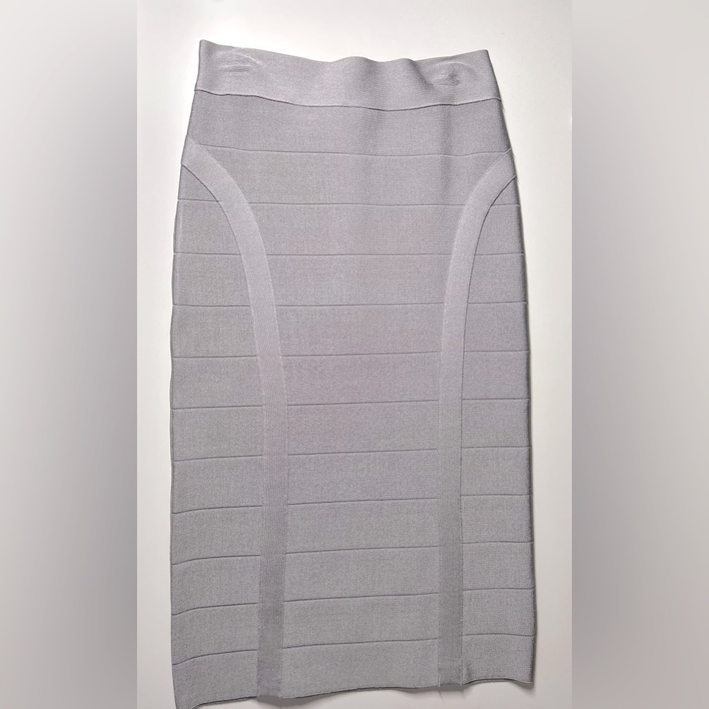 bebe- Long Gray Bandage Solid Skirt